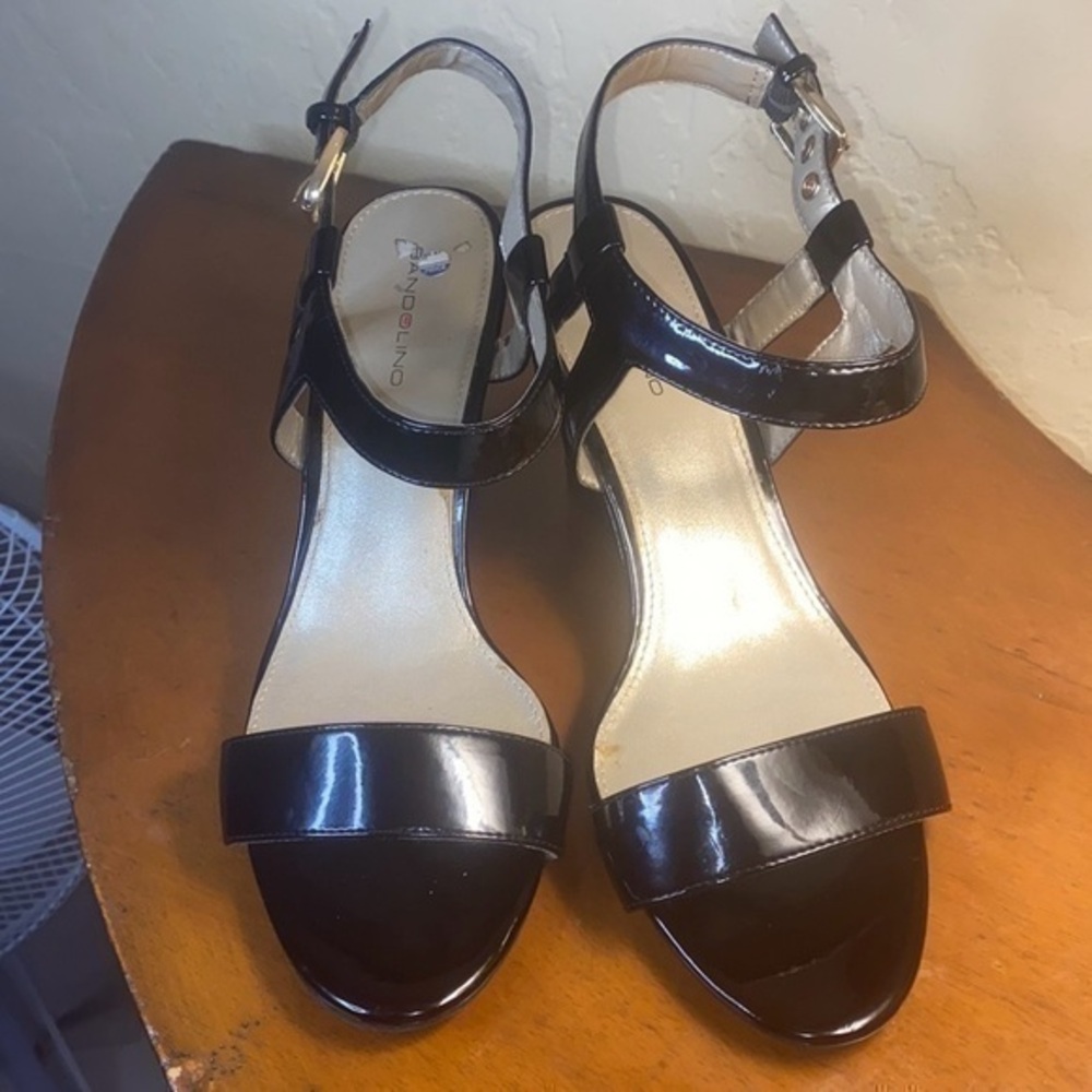 Bandolino , patent leather black straps shoes
